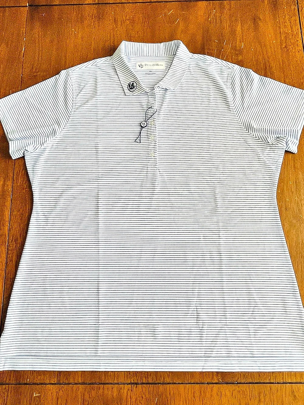 Donald Ross Men's Striped Polo in White & Blue XXL Brand New